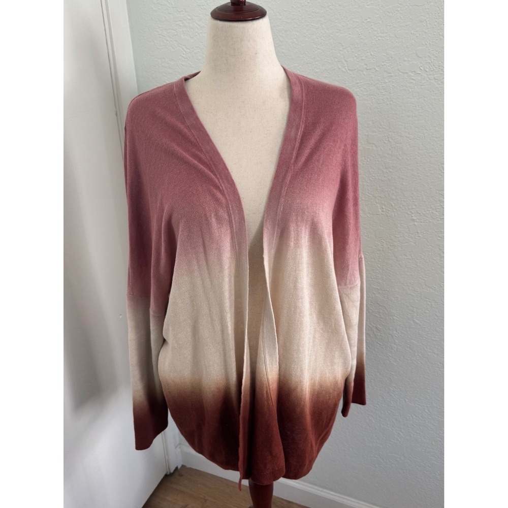 Garnet Hill Linen Open Front Cardigan Dolman Sleeves Medium Quiet Luxury Boho